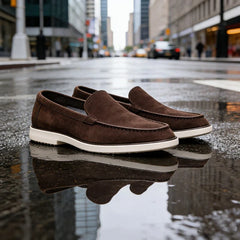 2025 Deer Leather Casual Men's Shoes Big Size 48 Versatile Comfortable Work Shoes Driving Loafers Suede Leather Formal Flats