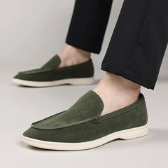 2025 Deer Leather Casual Men's Shoes Big Size 48 Versatile Comfortable Work Shoes Driving Loafers Suede Leather Formal Flats