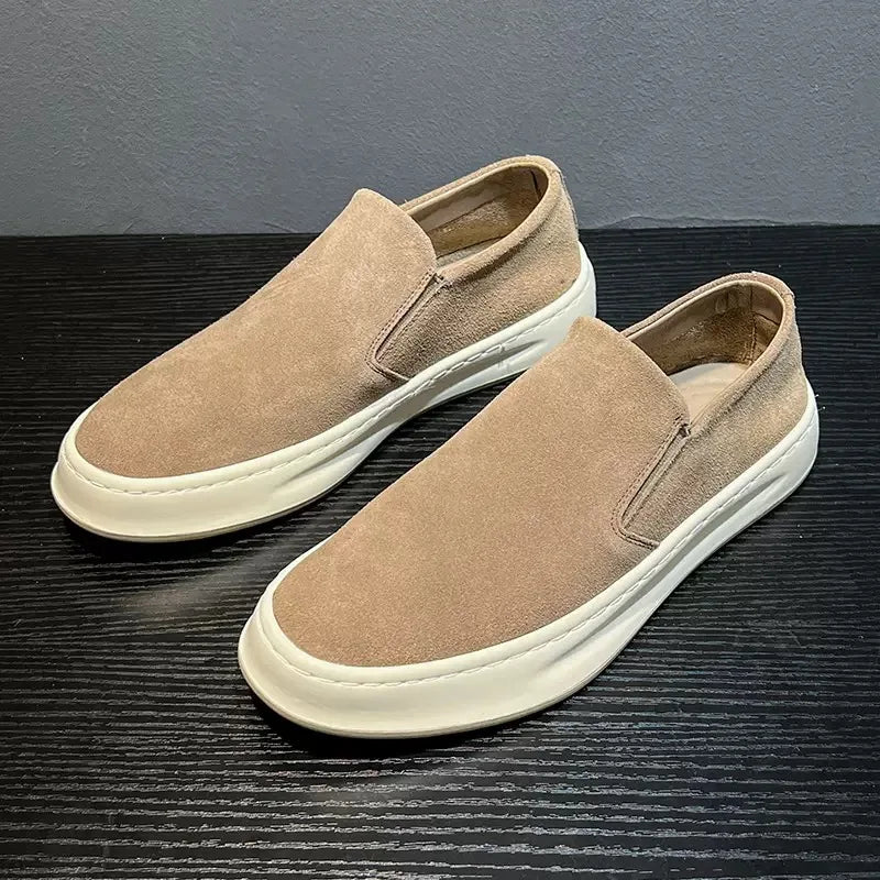 New High-quality Men's Suede Leather Loafers, Handmade Sliding Sleeves, Casual Driving Shoes, Business Sports Shoes, Moccasin